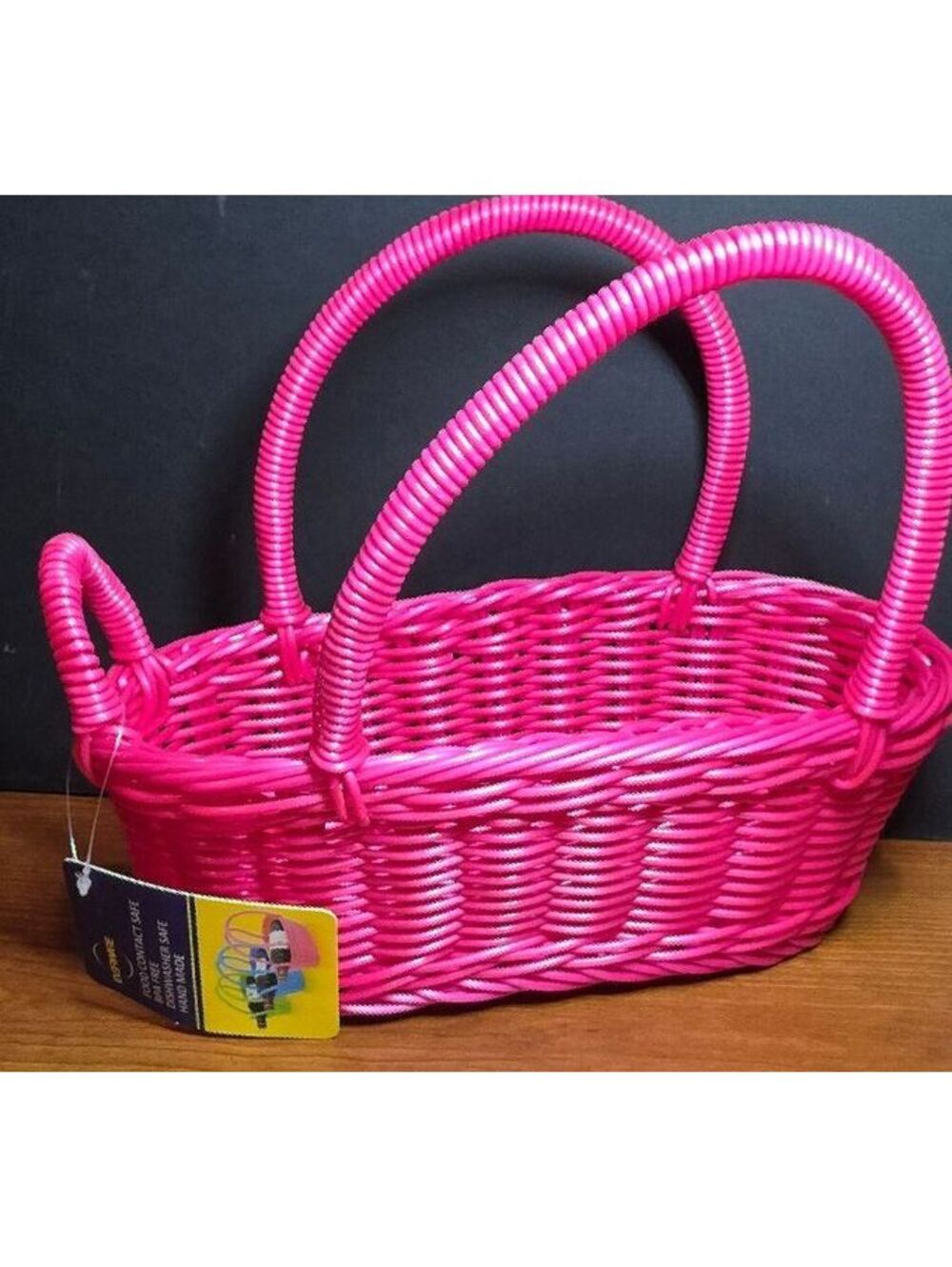 New Hot Pink Woven Poly Basket with Coil Handles – Food Safe, Dishwasher Safe